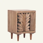 Palm Leaf Carved Bedside