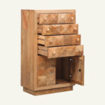 Geometric Carved Mango Wood Tall Chest - Image 2