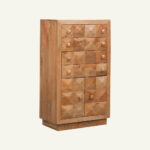 Geometric Carved Mango Wood Tall Chest - Image 3