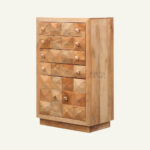 Geometric Carved Mango Wood Tall Chest - Image 5