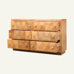 Modern Geometric Carved Mango Wood Wide Dresser - Image 5