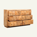 Modern Geometric Carved Mango Wood Wide Dresser - Image 4