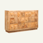 Modern Geometric Carved Mango Wood Wide Dresser - Image 3