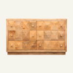 Modern Geometric Carved Mango Wood Wide Dresser